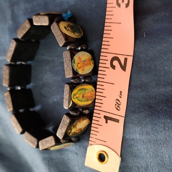 Dark Blue Wooden Religious Saints Bracelet - Picture 9 of 9